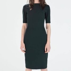 Zara Woman Black Boatneck Midi Dress